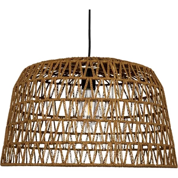 Creative CoOp Open Weave Metal and Paper Rope Ceiling Light Natural and Brushed GoldBrown