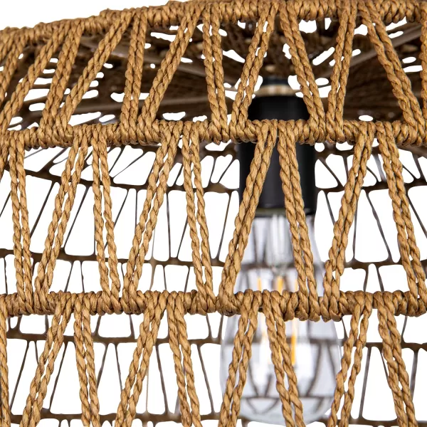 Creative CoOp Open Weave Metal and Paper Rope Ceiling Light Natural and Brushed GoldBrown