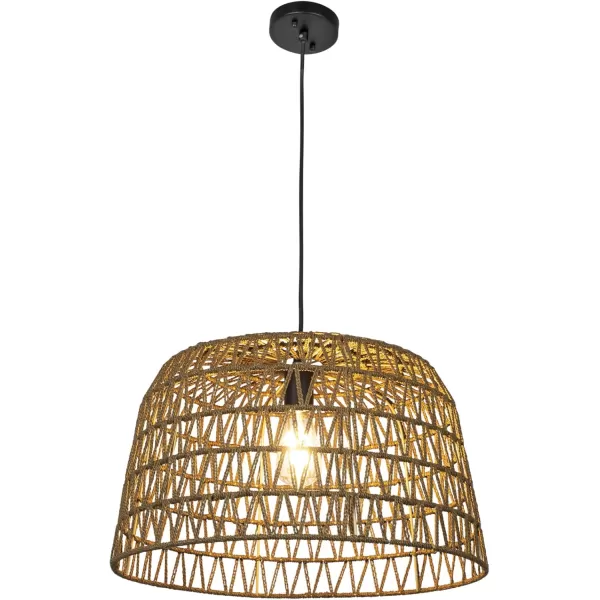 Creative CoOp Open Weave Metal and Paper Rope Ceiling Light Natural and Brushed GoldBrown