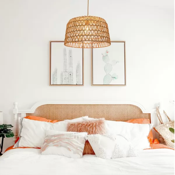 Creative CoOp Open Weave Metal and Paper Rope Ceiling Light Natural and Brushed GoldNatural and Brushed Gold