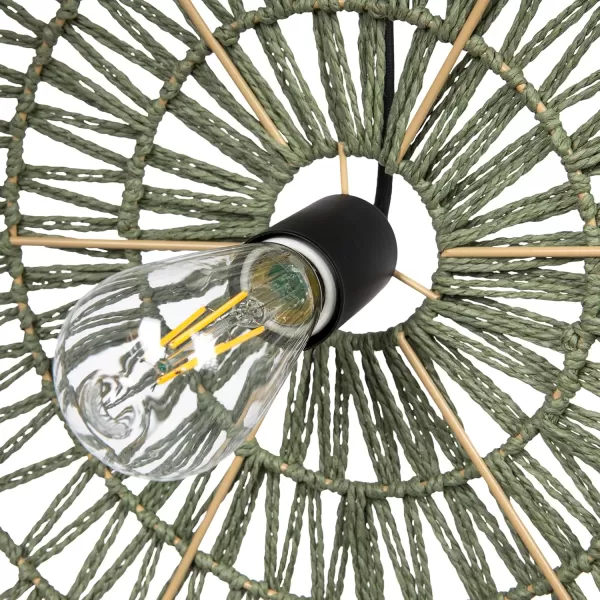 Creative CoOp Open Weave Metal and Paper Rope Ceiling Light Natural and Brushed GoldOlive Green