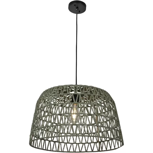 Creative CoOp Open Weave Metal and Paper Rope Ceiling Light Natural and Brushed GoldOlive Green