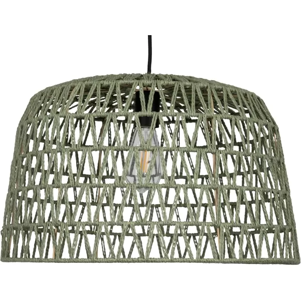 Creative CoOp Open Weave Metal and Paper Rope Ceiling Light Natural and Brushed GoldOlive Green