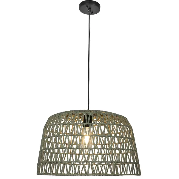 Creative CoOp Open Weave Metal and Paper Rope Ceiling Light Natural and Brushed GoldOlive Green