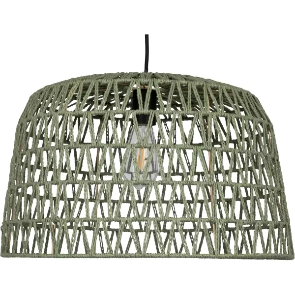Creative CoOp Open Weave Metal and Paper Rope Ceiling Light Natural and Brushed GoldOlive Green