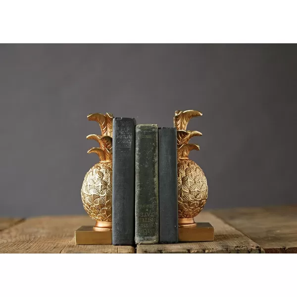 Creative CoOp Pineapple Shaped Gold Resin Bookends Set of 2 Pieces