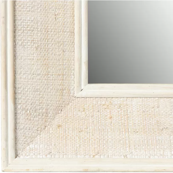 Creative CoOp Rectangle Wood Framed Wall Mirror with Rattan Detail Natural