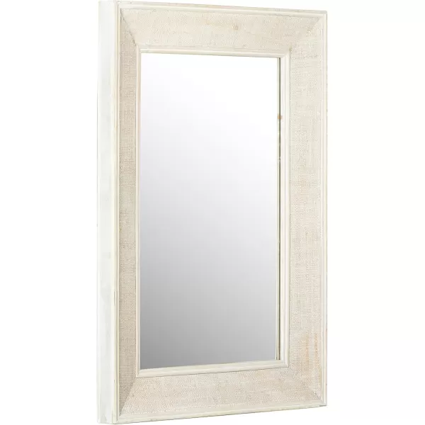 Creative CoOp Rectangle Wood Framed Wall Mirror with Rattan Detail Natural