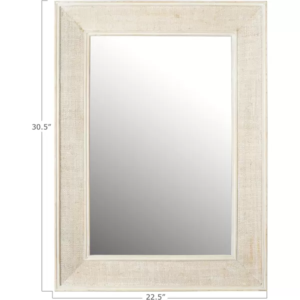 Creative CoOp Rectangle Wood Framed Wall Mirror with Rattan Detail Natural
