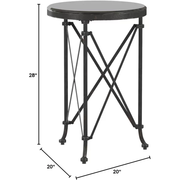 Creative CoOp Round Bronze Metal Accent TableBlackMarble