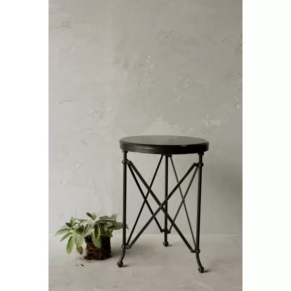 Creative CoOp Round Bronze Metal Accent TableBlackMarble