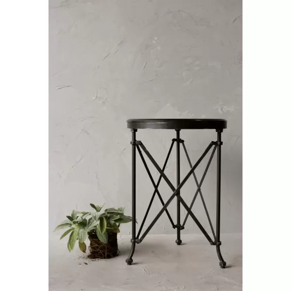 Creative CoOp Round Bronze Metal Accent TableBlackMarble