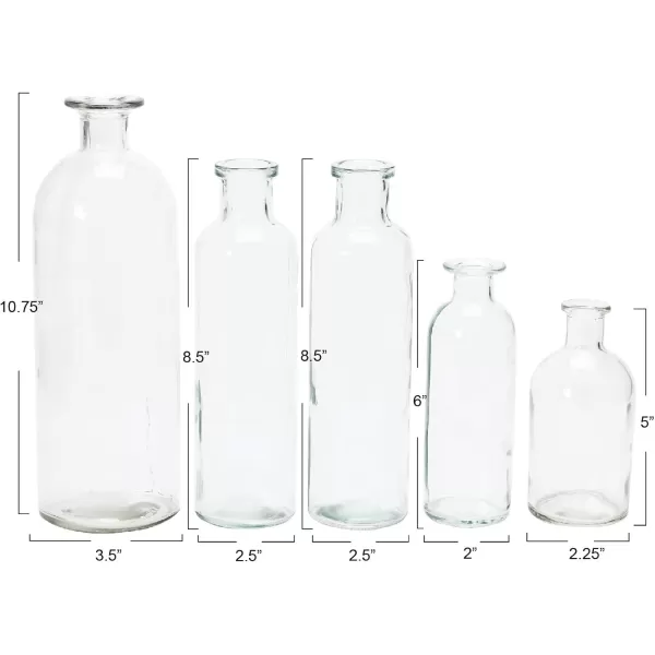 Creative CoOp Set of 5 Vintage Bottle Vases on Wood TrayBlack Tray