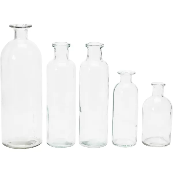 Creative CoOp Set of 5 Vintage Bottle Vases on Wood TrayBlack Tray