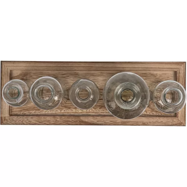 Creative CoOp Set of 5 Vintage Bottle Vases on Wood TrayNatural Tray
