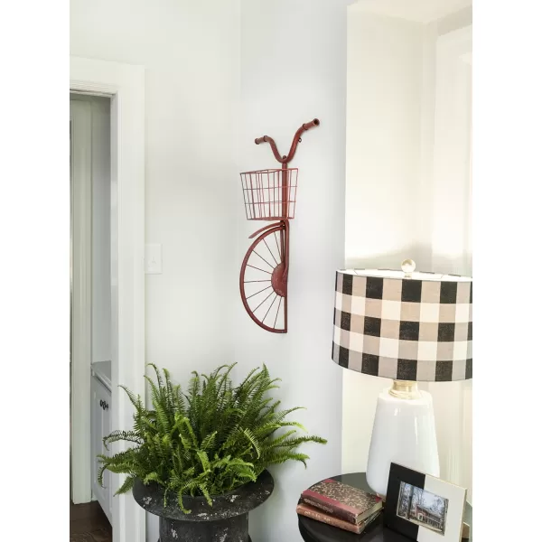 Creative Coop DA6000 Iron Bike Shape Wall Decor with Basket Rust 3000quot x 3200quotRed