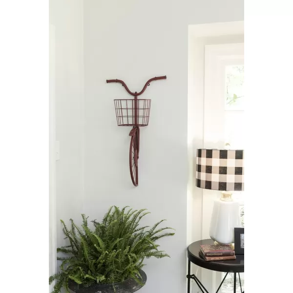 Creative Coop DA6000 Iron Bike Shape Wall Decor with Basket Rust 3000quot x 3200quotRed