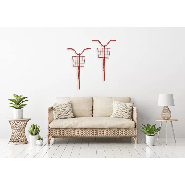 Creative Coop DA6000 Iron Bike Shape Wall Decor with Basket Rust 3000quot x 3200quotRed