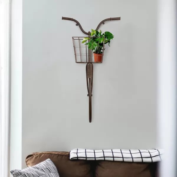 Creative Coop DA6000 Iron Bike Shape Wall Decor with Basket Rust 3000quot x 3200quotRust