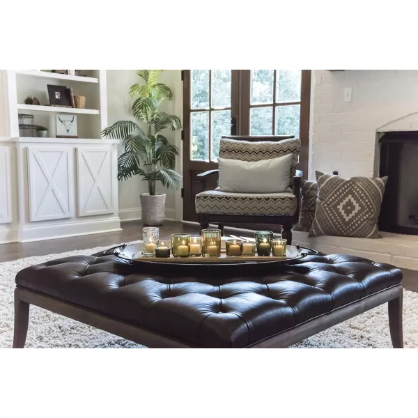 Wood Tray with 9 Brown Glass Votive Holders Set of 10 PiecesGreens