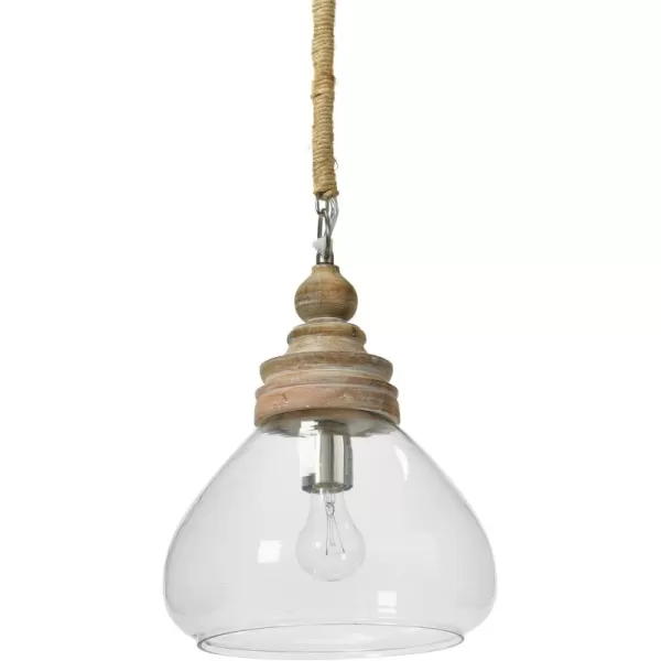 Creative CoOp Glass and Mango Wood Ceiling Pendant LightBrown