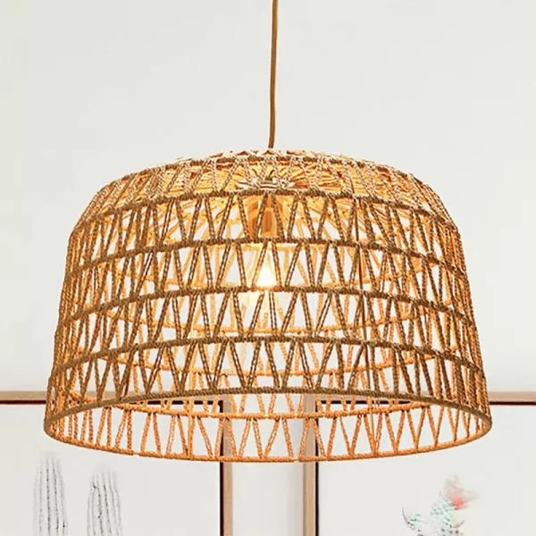 Creative CoOp Open Weave Metal and Paper Rope Ceiling Light Natural and Brushed GoldNatural and Brushed Gold