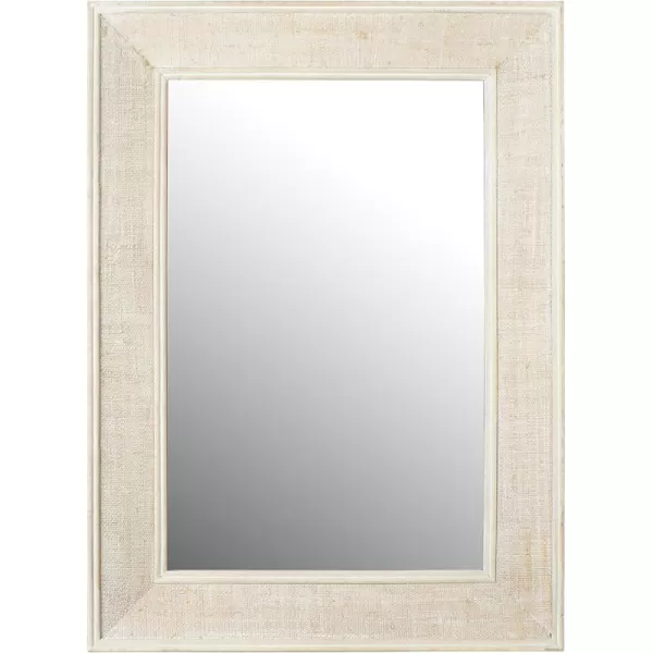 Creative CoOp Rectangle Wood Framed Wall Mirror with Rattan Detail Natural