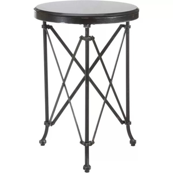 Creative CoOp Round Bronze Metal Accent TableBlackMarble