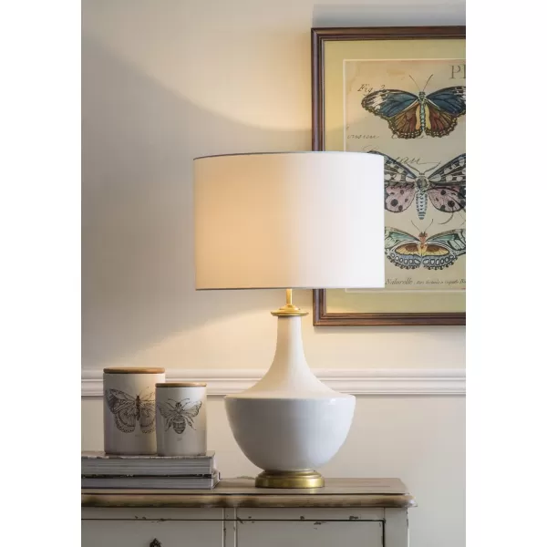 Ceramic Table Lamp with Linen Shade Cream