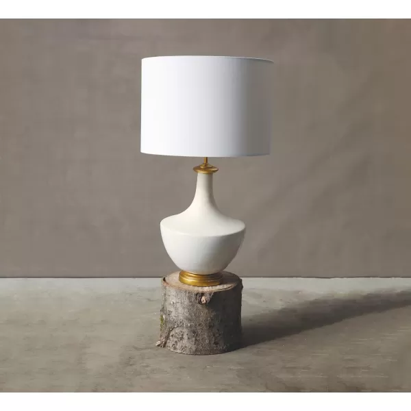 Ceramic Table Lamp with Linen Shade Cream