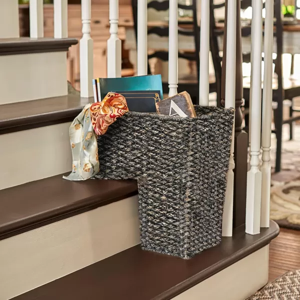 Creative CoOp BacBac Leaf Woven Stair BasketBlack
