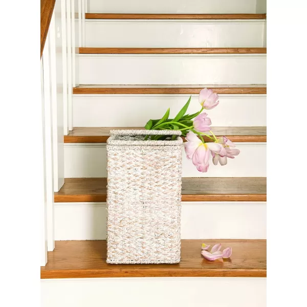 Creative CoOp BacBac Leaf Woven Stair BasketWhitewash