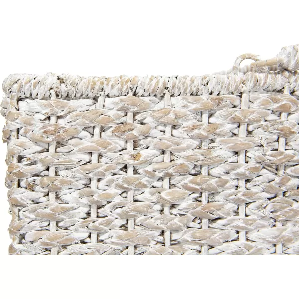 Creative CoOp BacBac Leaf Woven Stair BasketWhitewash
