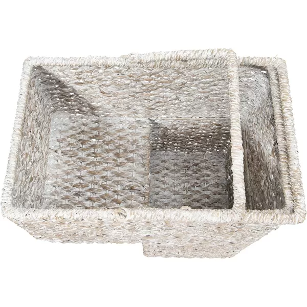 Creative CoOp BacBac Leaf Woven Stair BasketWhitewash