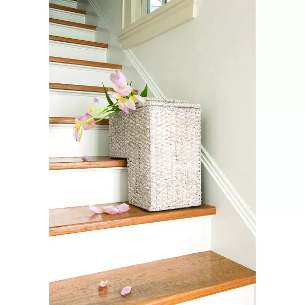 Creative CoOp BacBac Leaf Woven Stair BasketWhitewash