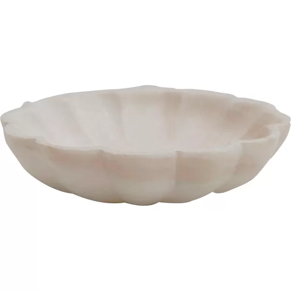 Creative CoOp DF2368 Carved Marble Flower Shape Dish White