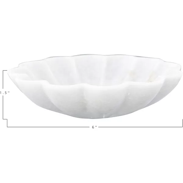 Creative CoOp DF2368 Carved Marble Flower Shape Dish White