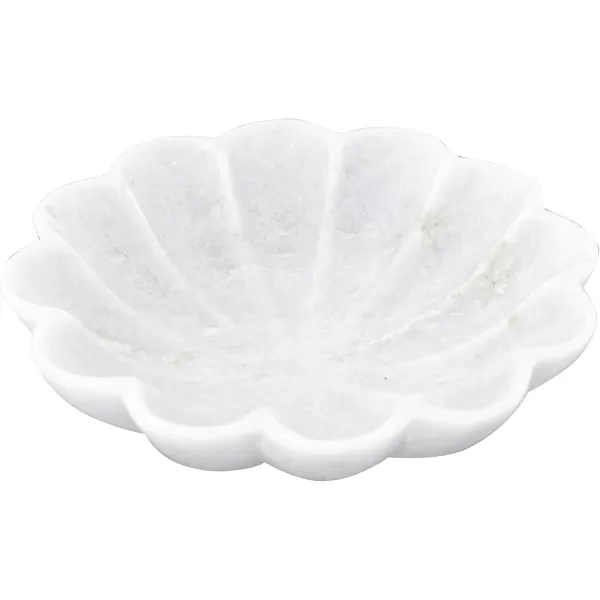 Creative CoOp DF2368 Carved Marble Flower Shape Dish White