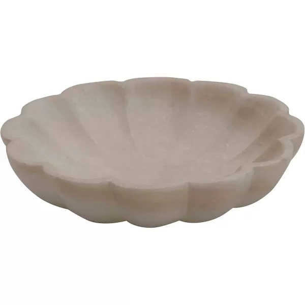 Creative CoOp DF2368 Carved Marble Flower Shape Dish White