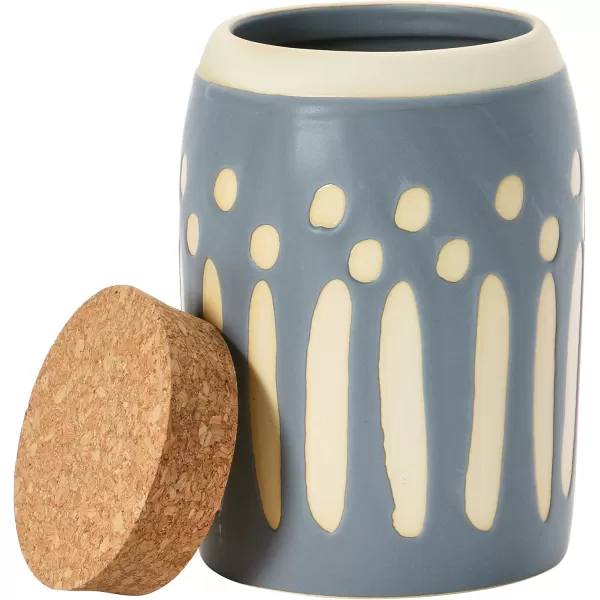 Creative CoOp Debossed Stoneware Pattern ampamp Cork Lid Grey Canister