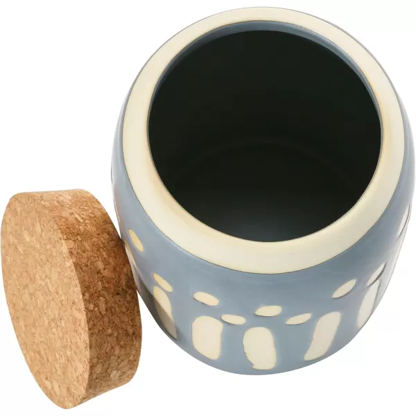 Creative CoOp Debossed Stoneware Pattern ampamp Cork Lid Grey Canister