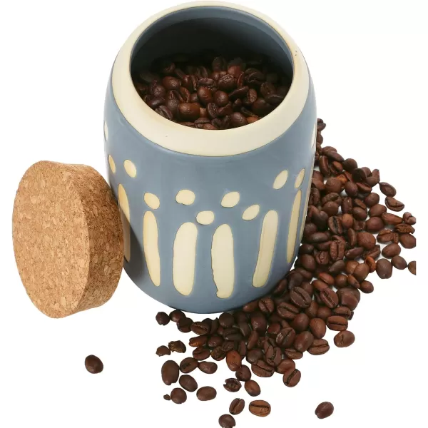 Creative CoOp Debossed Stoneware Pattern ampamp Cork Lid Grey Canister