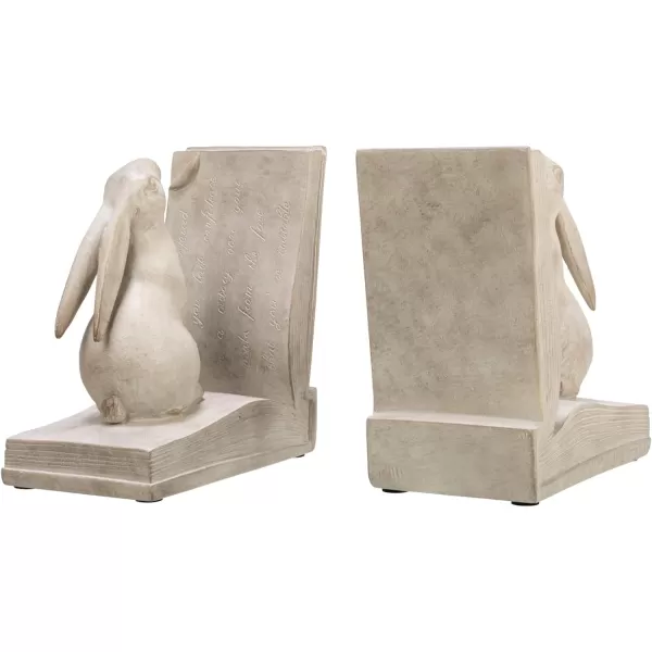 Creative CoOp Decorative Rustic Resin Rabbit on Book Bookends Bronze Set of 2White