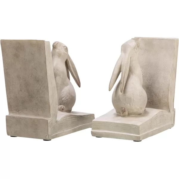 Creative CoOp Decorative Rustic Resin Rabbit on Book Bookends Bronze Set of 2White
