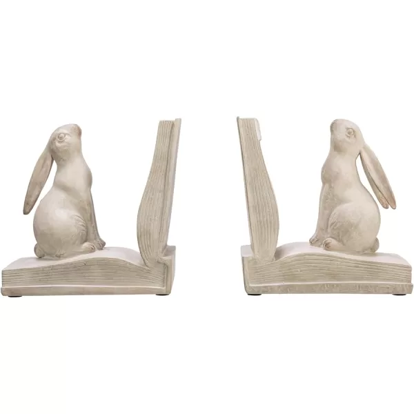 Creative CoOp Decorative Rustic Resin Rabbit on Book Bookends Bronze Set of 2White