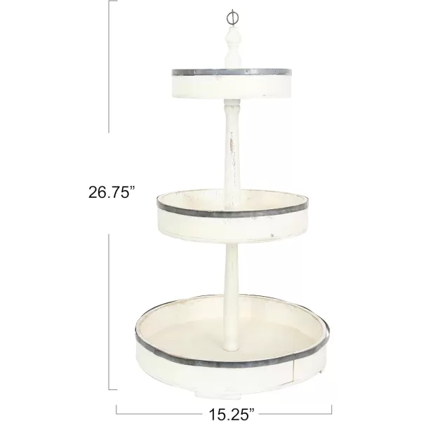 Creative CoOp Decorative Wood ampamp Tin 3 Tier TrayDistressed Cream