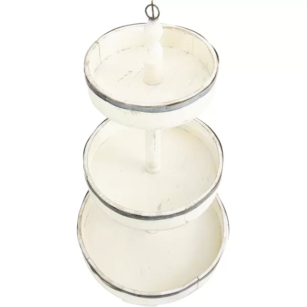 Creative CoOp Decorative Wood ampamp Tin 3 Tier TrayDistressed Cream