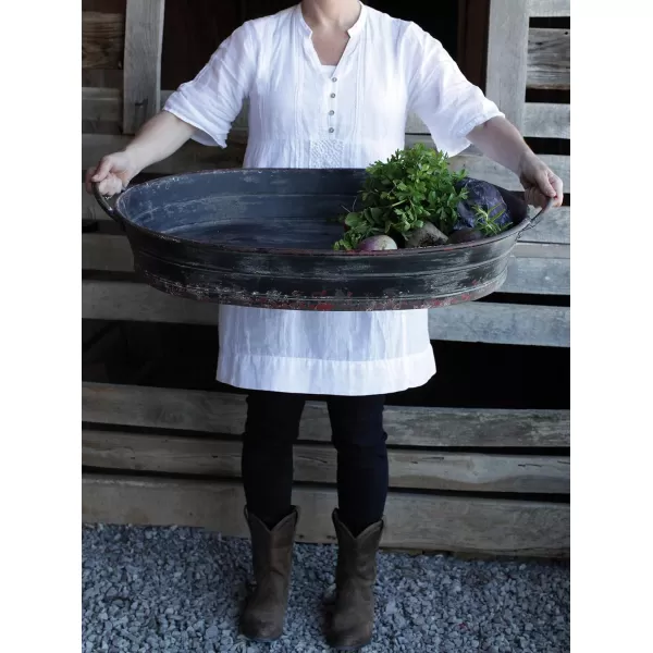 Creative CoOp Distressed Black Tray with HandlesBlack