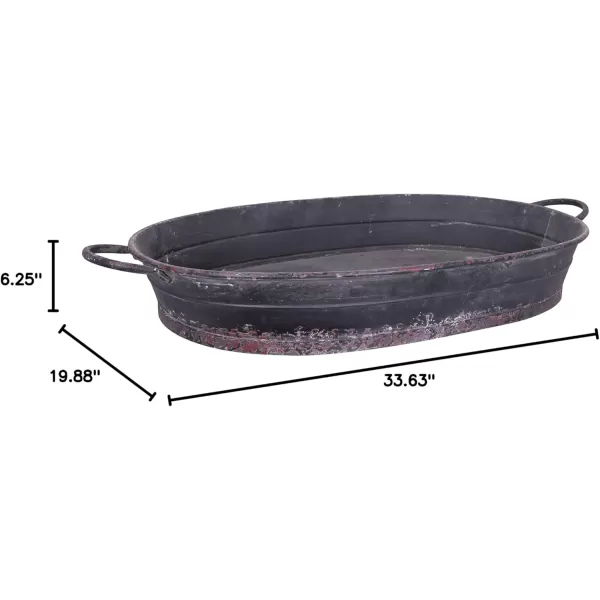 Creative CoOp Distressed Black Tray with HandlesBlack