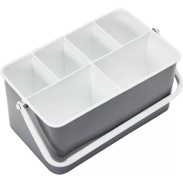 Creative CoOp Distressed White Metal Caddy with 6 CompartmentsGrey